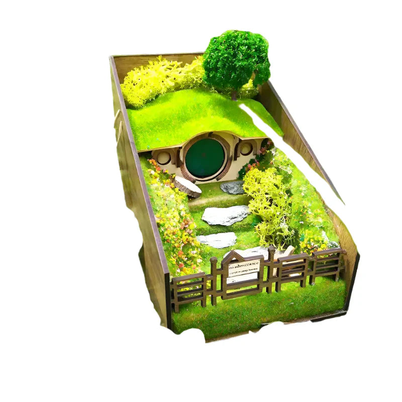 MiniScape Buchstützen – Handgefertigte dekorative Buchhalter mit Mikrolandschaftsdesign