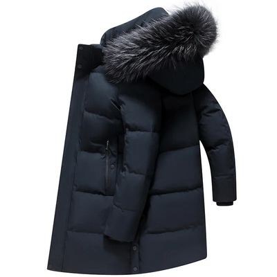 Zip-up Parka Jacke mit Pelzkapuze für Herren