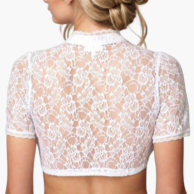 Spitzen Dirndl bluse mit Schlitz für Damen - Oktoberfest 2025