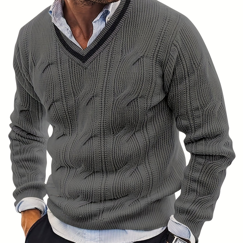 Vintage V-Ausschnitt Strickpullover für Herren