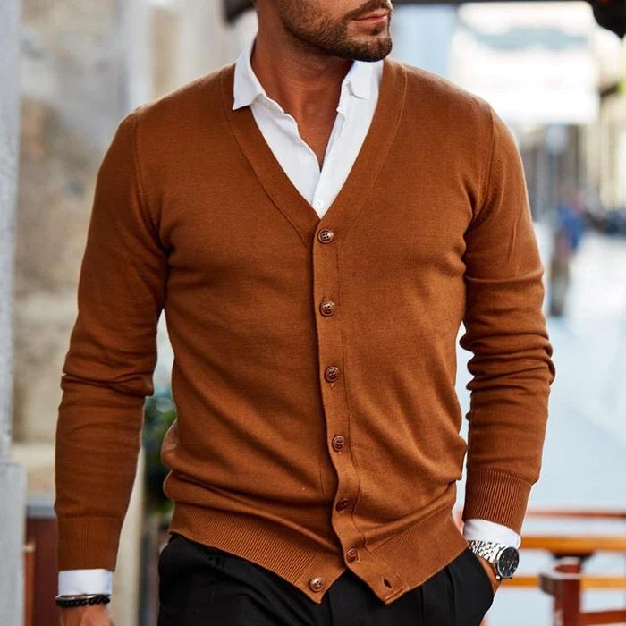 Klassische Strickjacke mit V-Ausschnitt für Männer