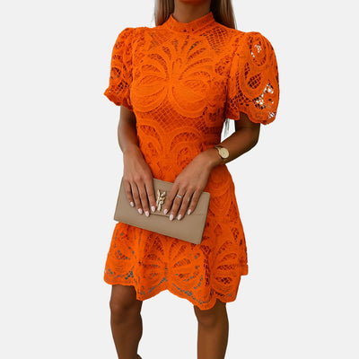 Sommerkleid für Damen - Elegantes Spitzenkleid mit Puffärmeln