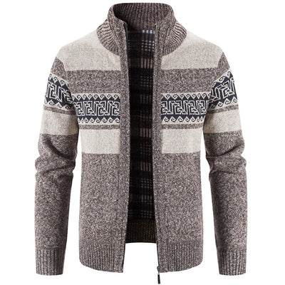 Griechisches Muster Strickjacke mit Reißverschluss für Herren