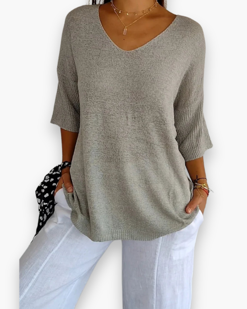 Damen Bequemes V-Ausschnitt Top | Vielseitig und Stilvoll