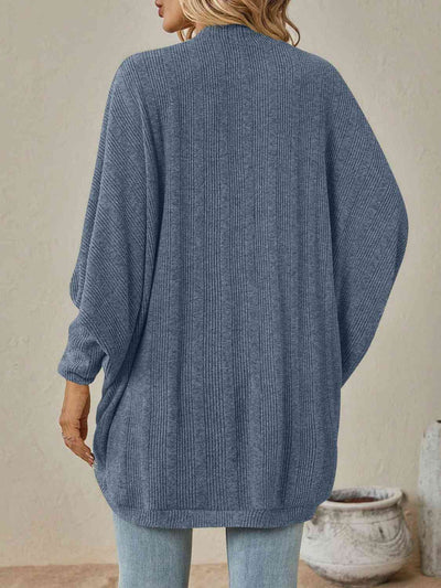 Lose Schulter Gerippte Strickjacke für Damen