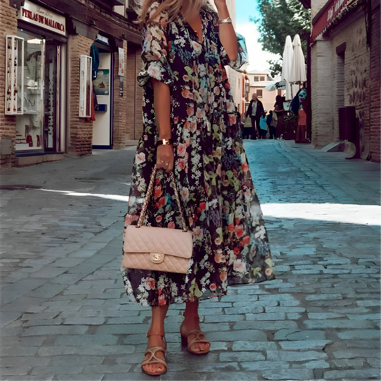 Sommerkleid für Damen – Elegantes florales luftiges Maxikleid