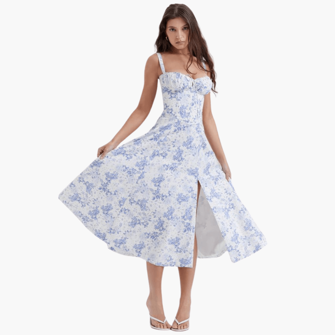 Midi Corsage Sommerkleid für Frauen - Blumenmuster Elegant