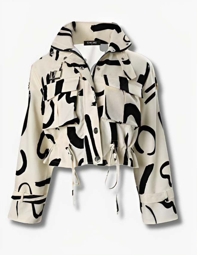 Gekürzte Bikerjacke mit Knöpfen für Damen