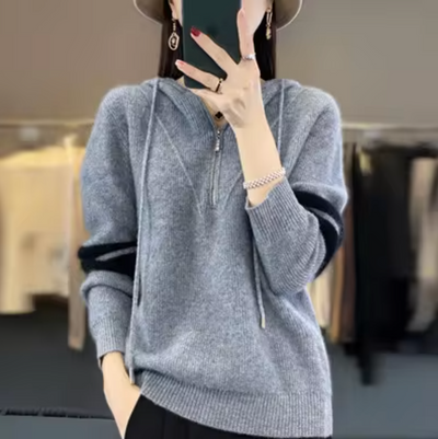 Strickpullover mit Kapuze für Frauen