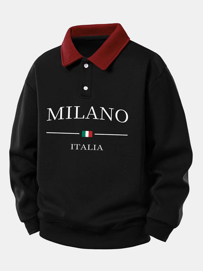 Gideon – Milano Drucken Kontrast Polo-Sweatshirt