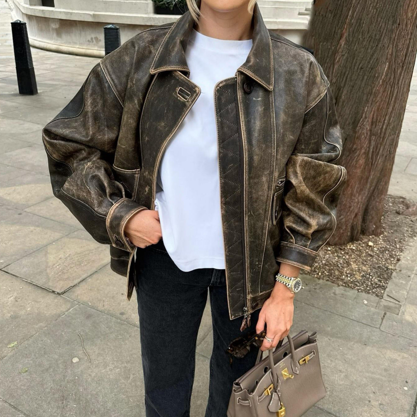 Kayna| Vintage-Jacke aus Altleder