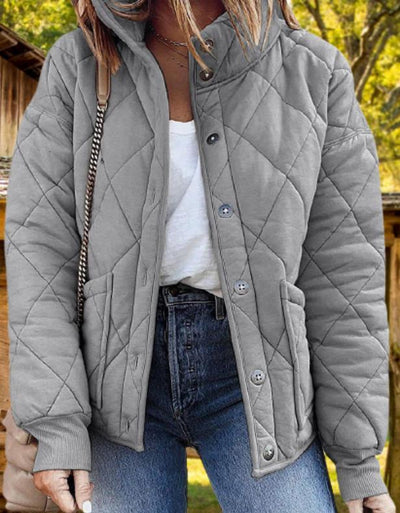 Steppjacke mit Knöpfen und Taschen für Damen