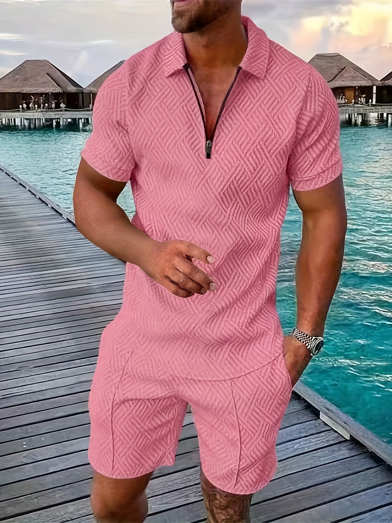 Zweiteiler für Herren - Stilvolles Set mit Poloshirt und Shorts für den Sommer