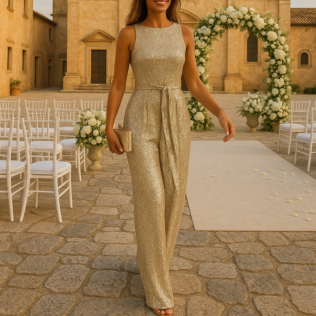 Jumpsuit für Damen - Festliche Glitzer Jumpsuit für Sommerhochzeiten