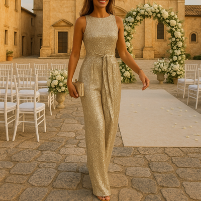 Jumpsuit für Damen - Festliche Glitzer Jumpsuit für Sommerhochzeiten