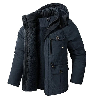 Militärische Winterjacke mit Sherpa-Futter für Herren
