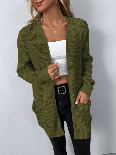 Lange Strickjacke mit Taschen für Frauen