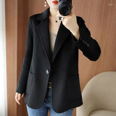 Klassischer Blazer mit gekerbtem Revers und Knopf für Frauen