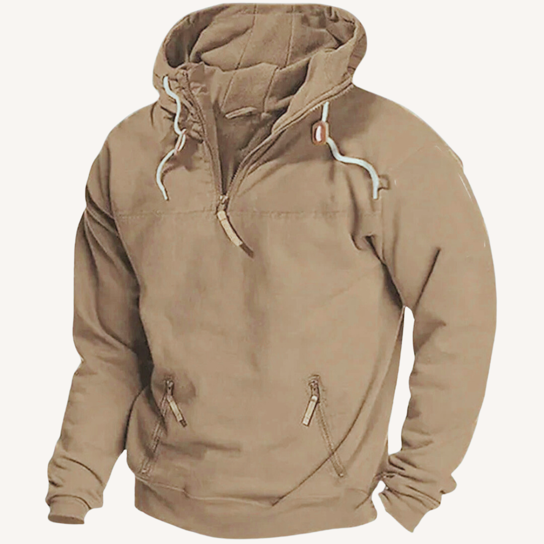Pullover mit halbem Reißverschluss und Kapuze für Männer