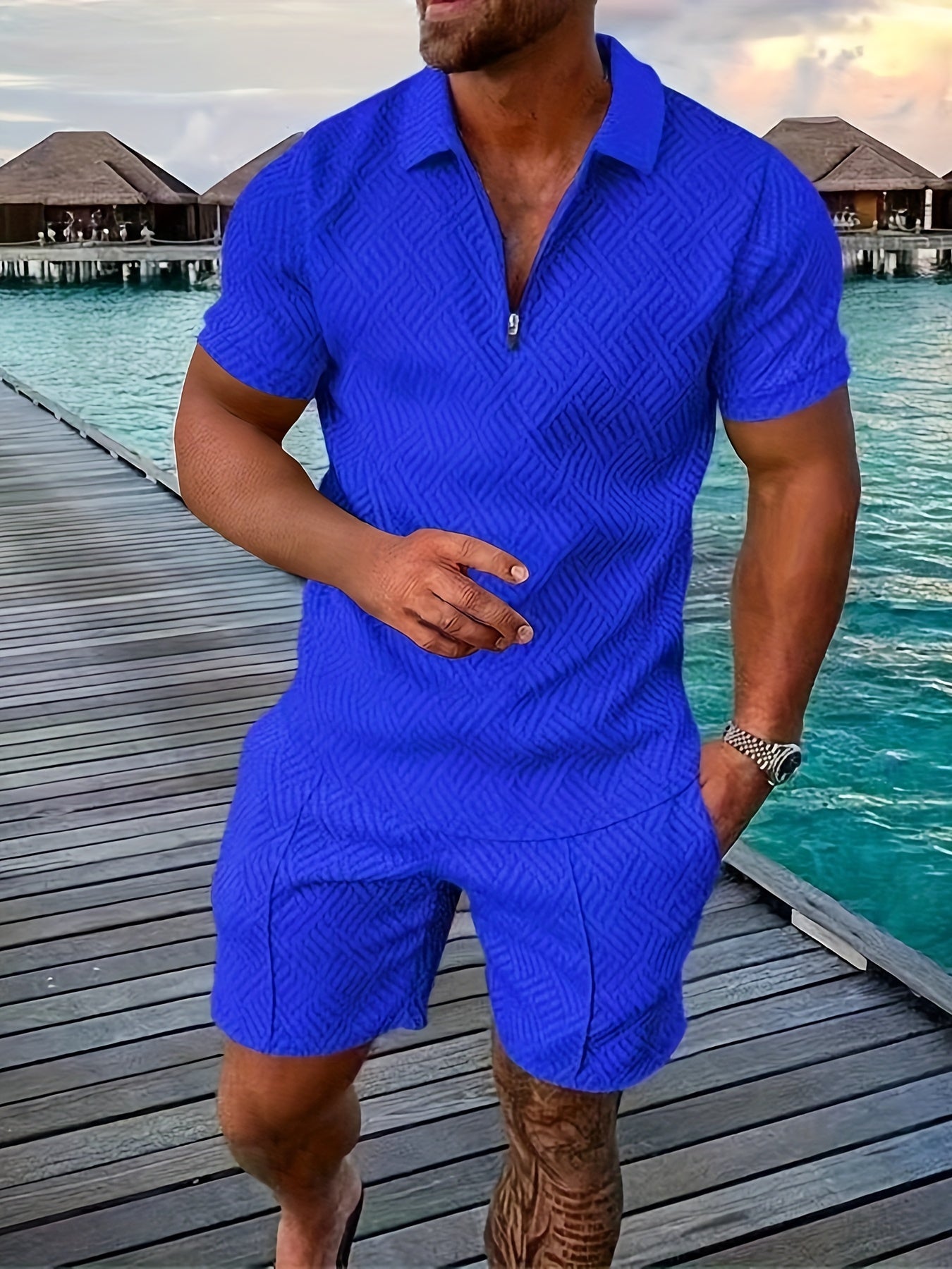 Zweiteiler für Herren - Stilvolles Set mit Poloshirt und Shorts für den Sommer