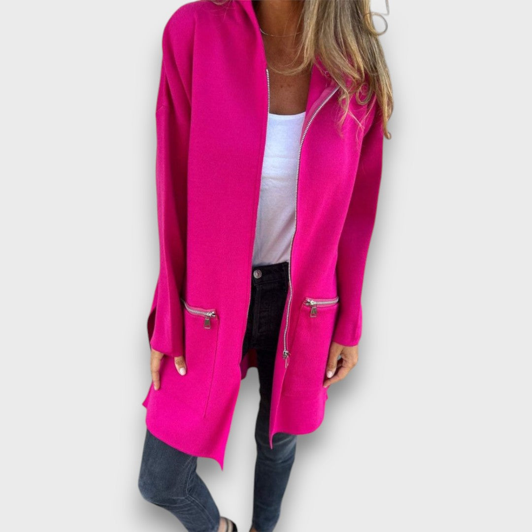 Junira – Langer Cardigan mit Reißverschluss