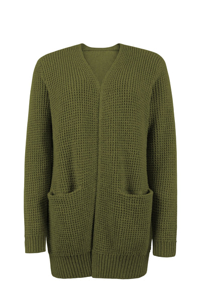 Lange Strickjacke mit Taschen für Frauen