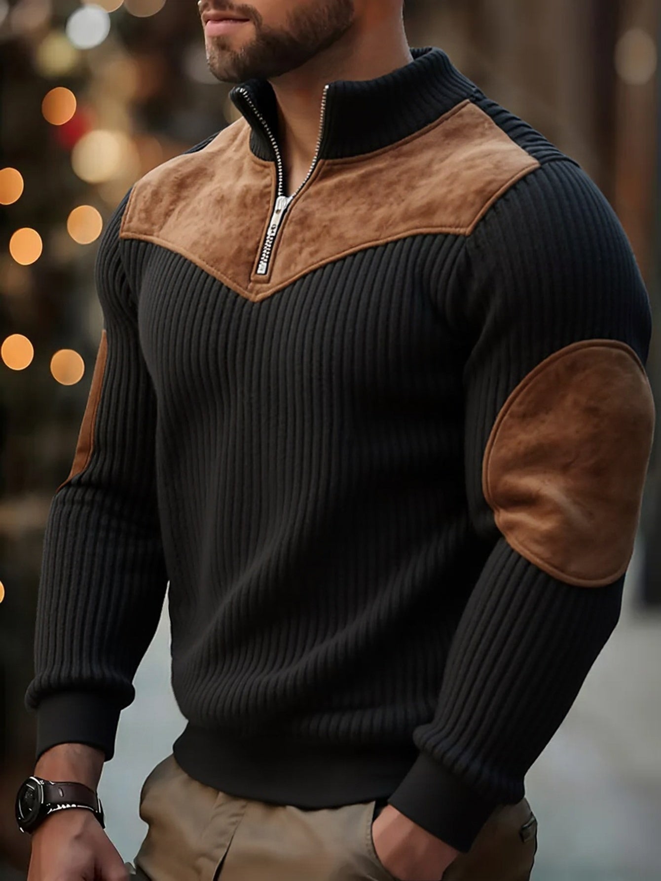 kortez – Lässiger Strickpullover Mit Halbem Reißverschluss