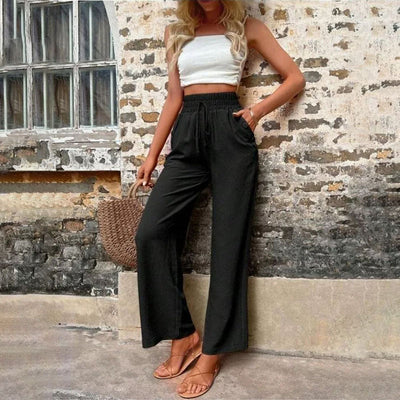 Sommerhose für Damen - Luftige Weite Hose mit Gummiband