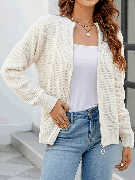 Gemütliche Waffelstrick-Strickjacke für Damen