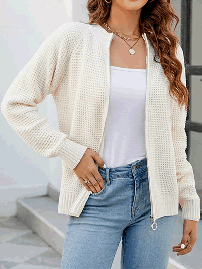 Gemütliche Waffelstrick-Strickjacke für Damen