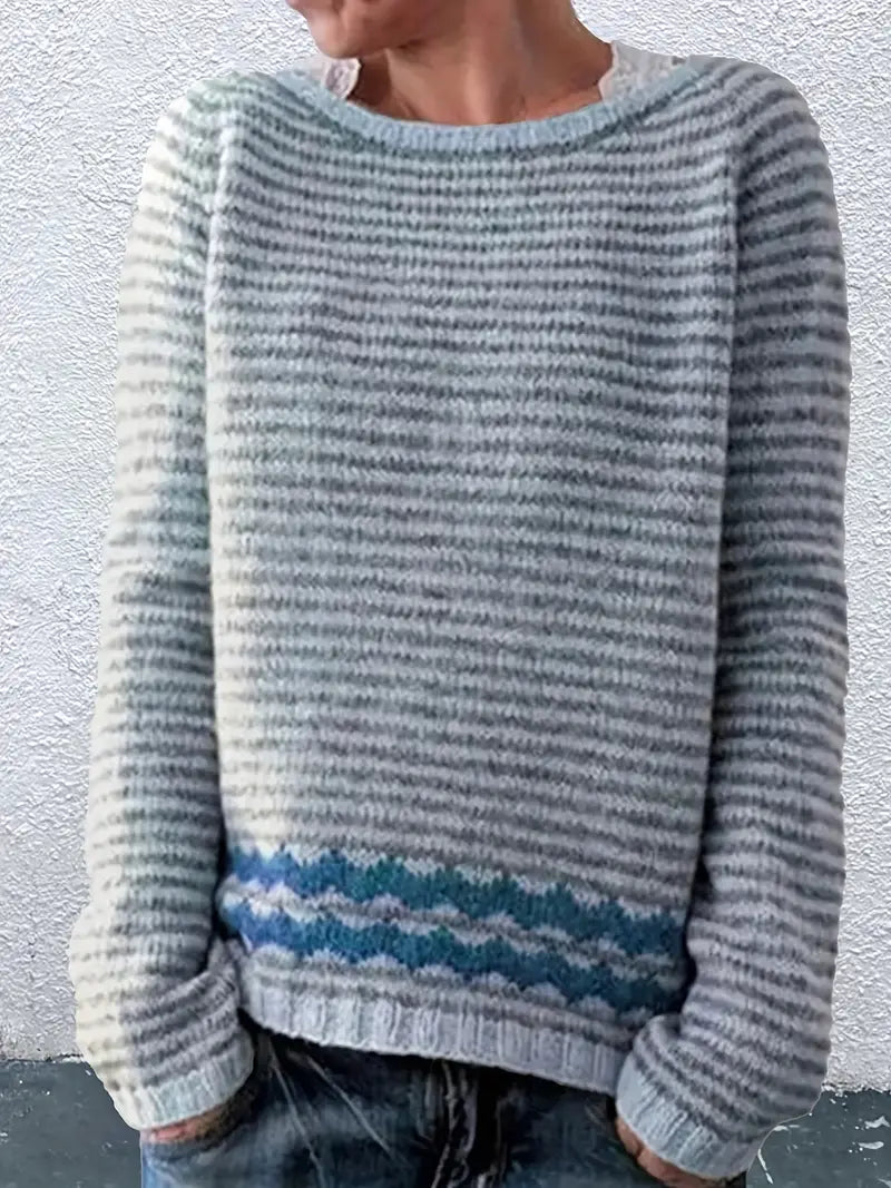 Leichter Streifen-Strickpullover für Frauen