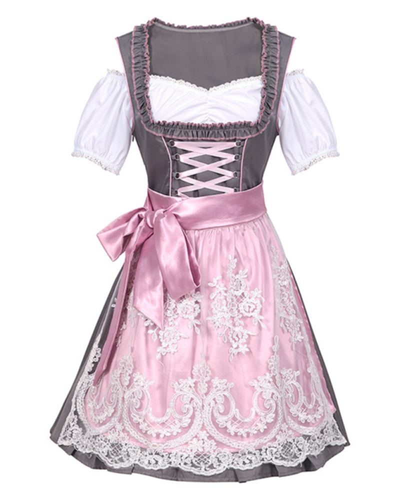 Damen Traditionelles Sommerkleid | Midi Dirndl in Rosa