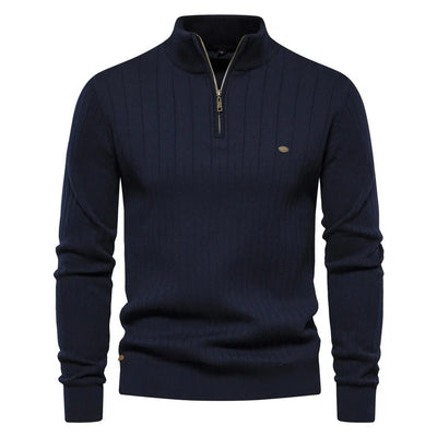 Modischer Gerippter Halbzipper-Pullover für Männer