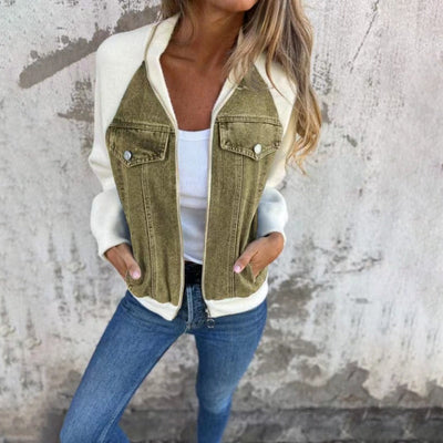 Denimjacke mit Kapuze und Reißverschluss für Frauen