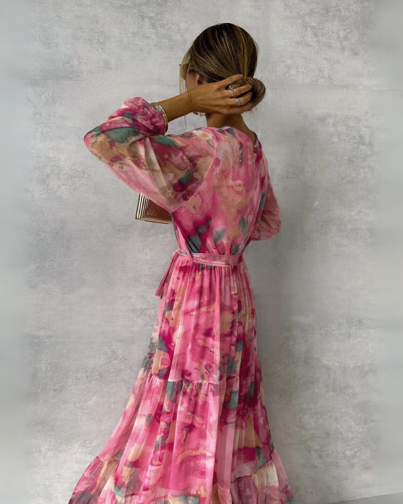 Damen Elegantes Blumen Wickelkleid | Maxi