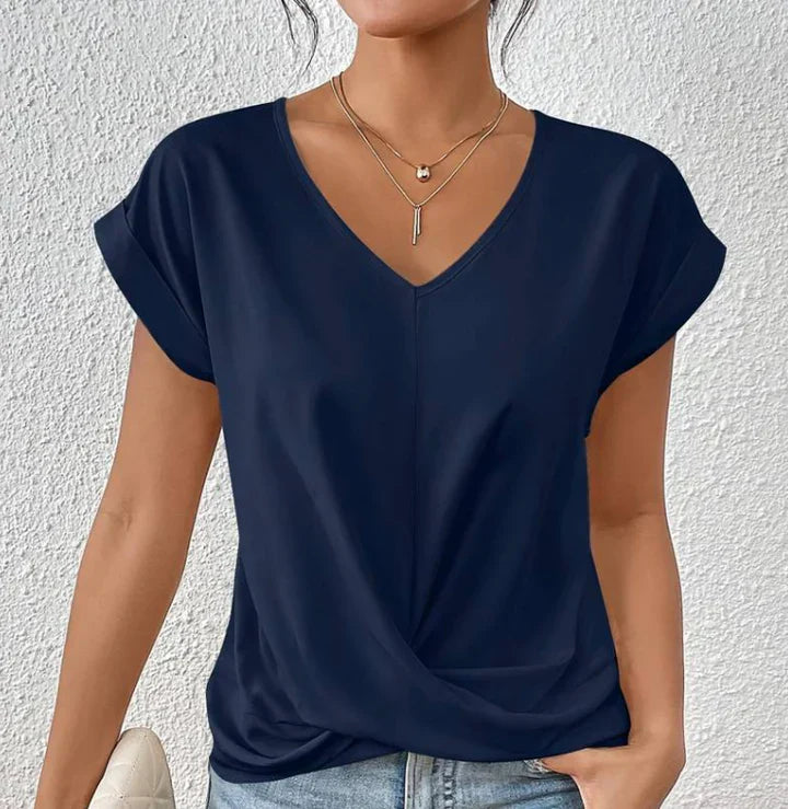 Lässiges V-Shirt | Femininer Schnitt & fließender Stoff | Eleganter Casual-Look