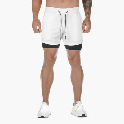 Herren Trainingsshorts mit Innenhose und Kordelzugbund