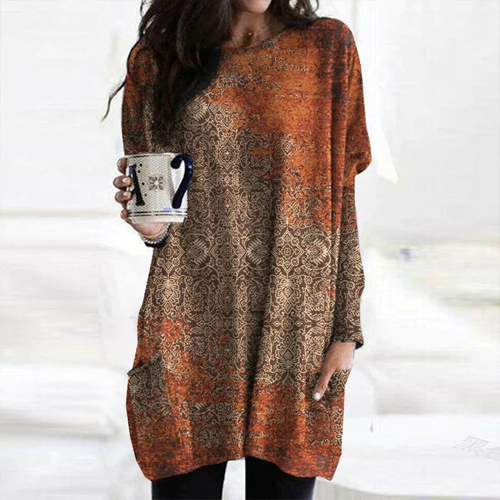 Orange Mandala Pullover für Frauen