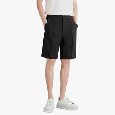 Herren Sommer Shorts mit Bundfalten Reißverschluss und Slim Fit