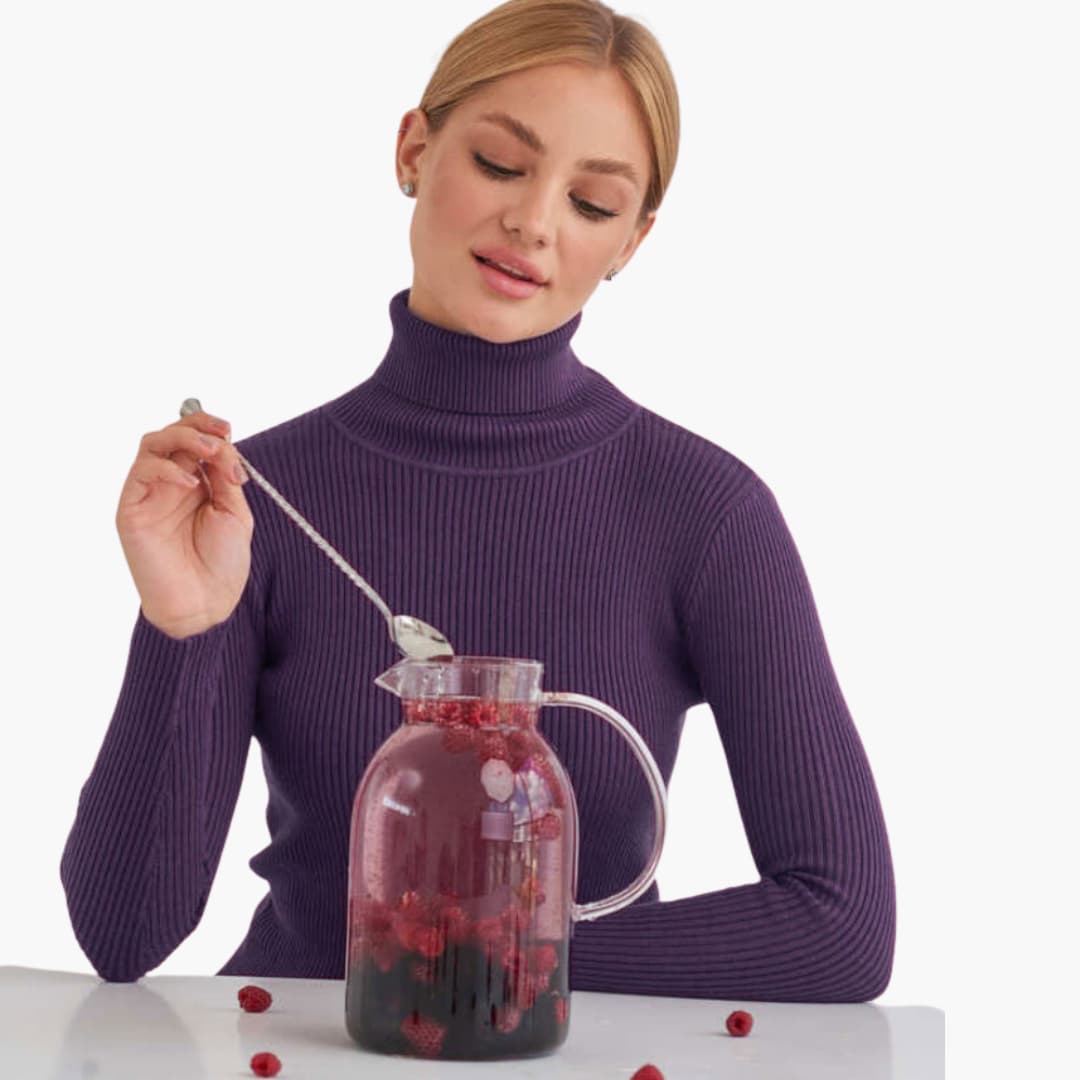 Damen Turtleneck Pullover mit gerippten Bündchen und Saum