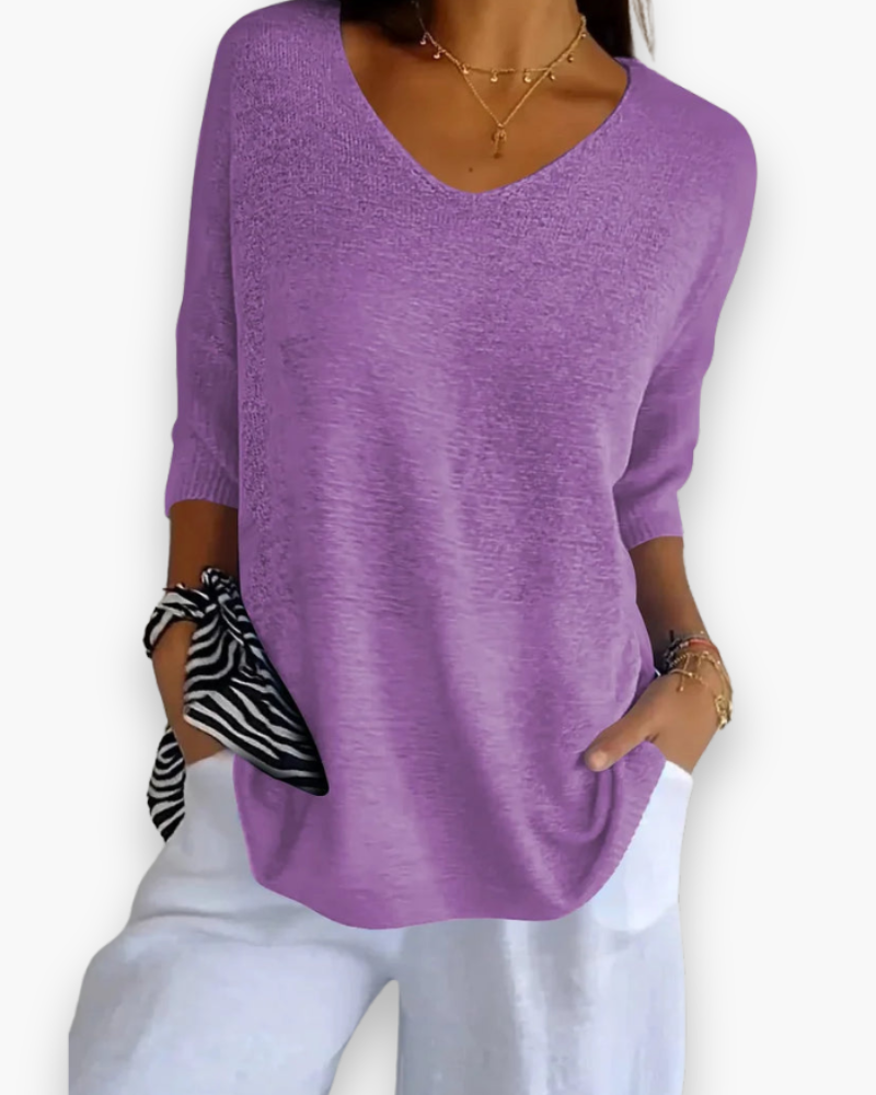 Damen Bequemes V-Ausschnitt Top | Vielseitig und Stilvoll