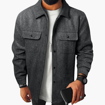 Herren hemd mit Knopfleiste Brusttaschen und langen Ärmeln