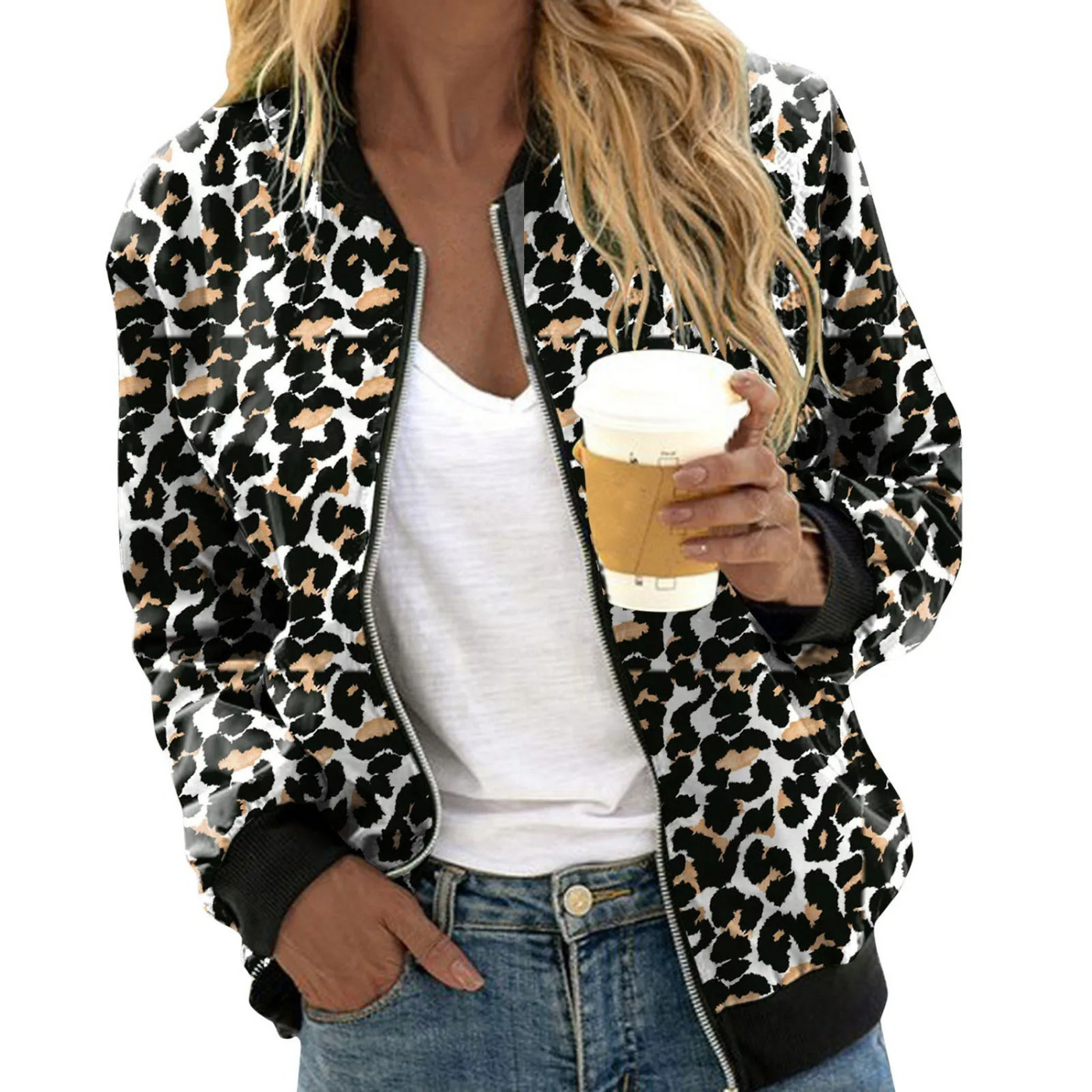 Leoparden-Bomberjacke für Damen