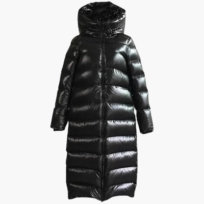 Damen Daunenjacke mit Kapuze und Reißverschluss in voller Länge