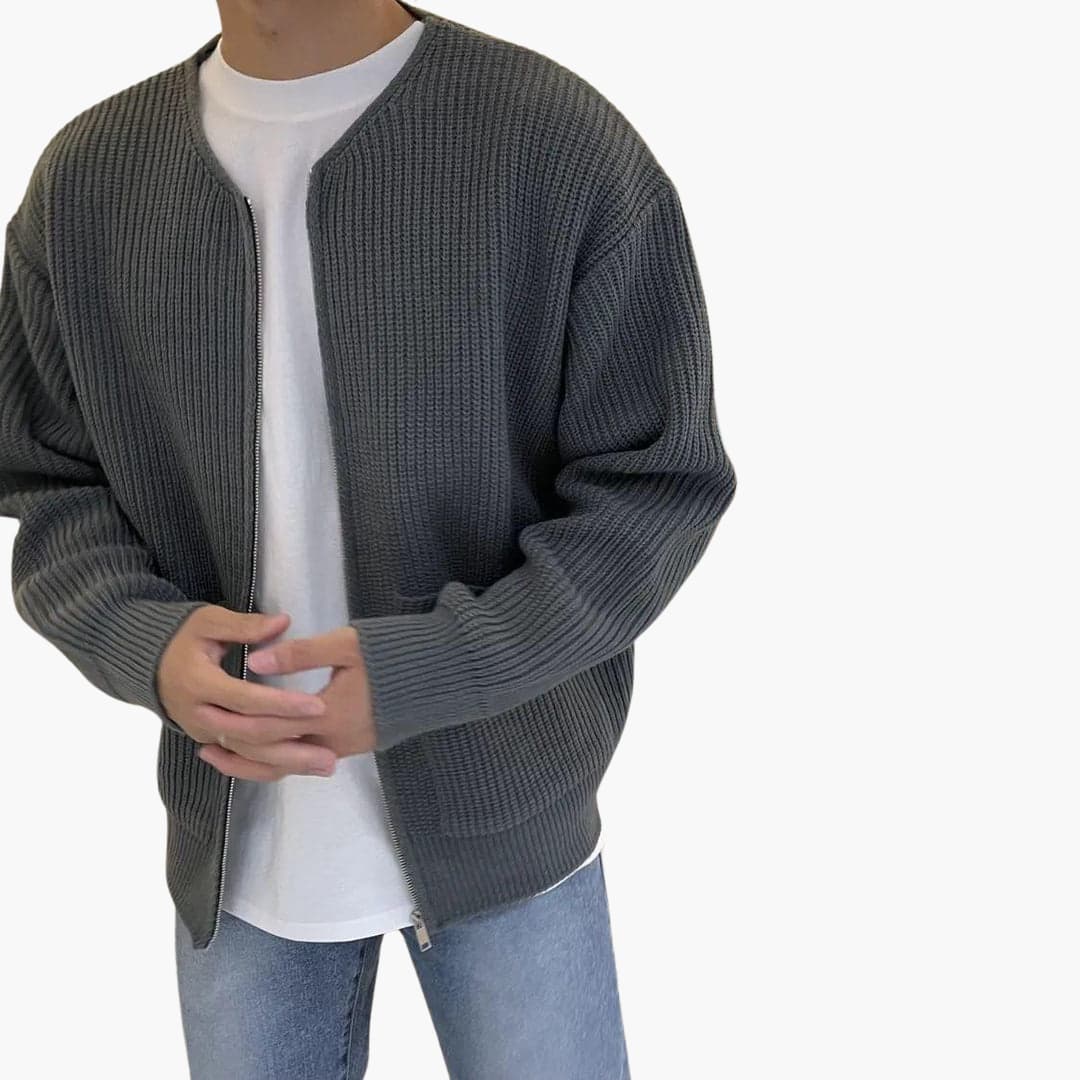 Strickjacke für Herren - Leichte Sommerjacke mit Reißverschluss für warme Tage