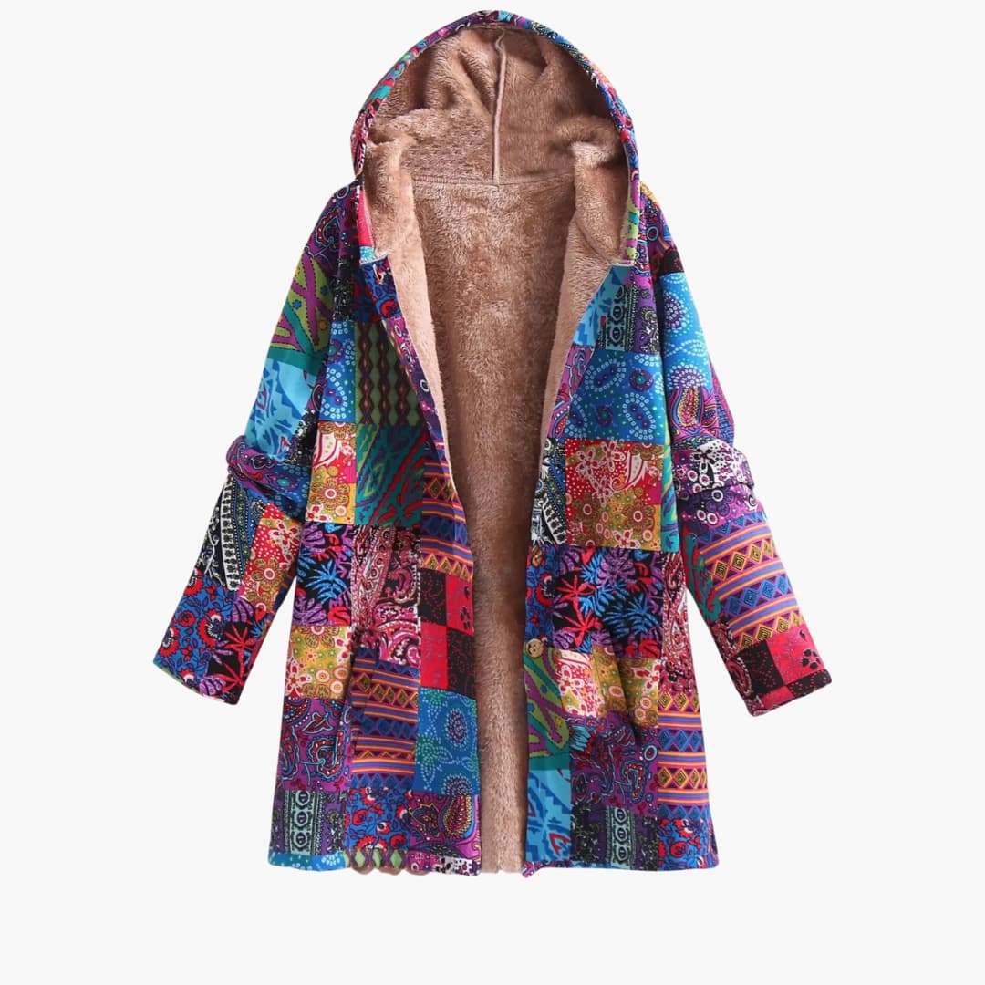 Damen jacke mit Kapuze und bedruckter Oberfläche