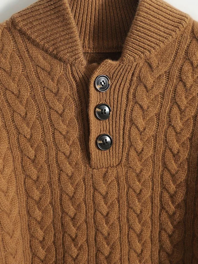 Zopfstrickpullover mit Knopfleiste für Damen