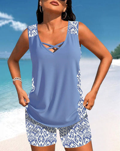 Helena - Tankini mit geometrischem Muster und V-Ausschnitt