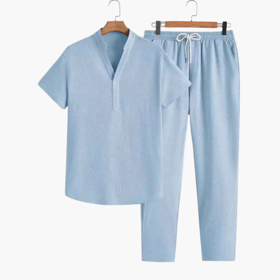 Herren Trainingsanzug mit V-Ausschnitt und Kordelzughose