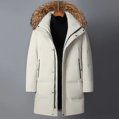 Zip-up Parka Jacke mit Pelzkapuze für Herren